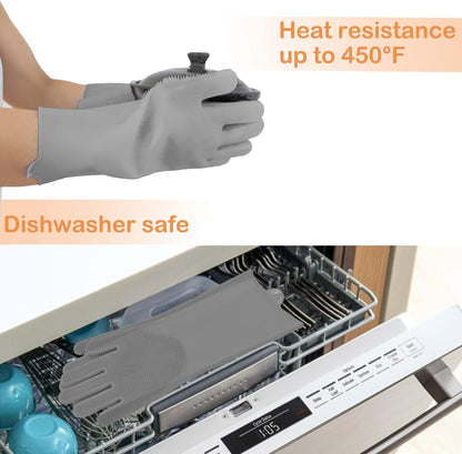 Pet Grooming Gloves, Dog Washing Gloves with High-Density Teeth, Heat Resistant Silicone Dog Bath Scrubber with Enhanced Five Finger Design, Bathing and Massaging for Dogs and Cats