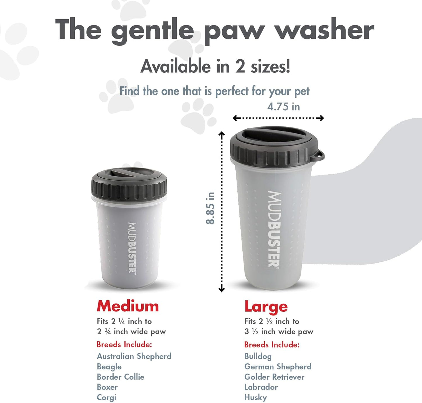 Dexas MudBuster Medium Dog Paw Cleaner in Fuchsia - Fits 1.5"-2.5" Wide Paws, Portable Paw Washer for Muddy Paws, Dog Paw Cleaning Cup with Gentle Silicone Bristles, Quick Clean Pet Paw Washer