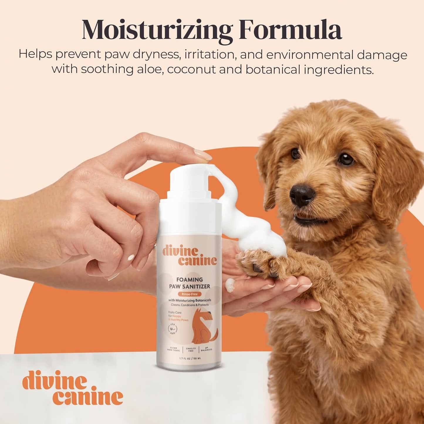 Foam Dog Paw Cleaner - Alcohol Free Foaming Paw Sanitizer Spritz - Made with Coconut, Aloe, Copaiba Oil, and Lemongrass Oil to Nourish and Clean Paws - Made in The USA (1.7 Fl Oz)