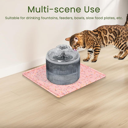 Ptlom Pet Placemat for Dog and Cat, Mat for Prevent Food and Water Overflow, Suitable for Small, Medium and Big Pet, 18" 12", Grey, Silicone