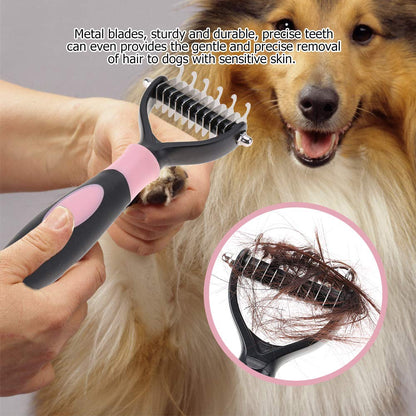 Deshedding Dog Brush, Cat Brush Dog Brush for Shedding Dog Rake Double Sided Undercoat Rake Comb for Detangling, Deshedding Pet Grooming Brush for Small, Medium Dogs and Cats