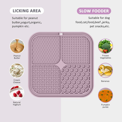 ChefAide 2 Pack Lick Mat for Dogs,Cats,Upgraded 8.5×8.5 inches Licking Mats with Suction Cups,Slow Feeder Licking Pad for Anxiety Relief and Boredom Reducer,Suitable for Dog Training Set 3