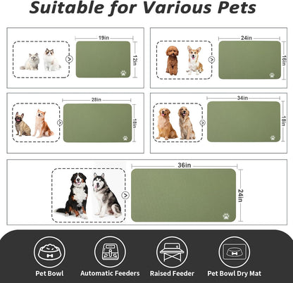 HotLive Dog Food Mat - Absorbent Cat Mat for Food and Water, No Stains Pet Feeding Bowl Mat, Easy to Clean Pet Placemats, Quick Dry Dog Water Dispenser Mat for Messy Drinkers | Paw Dark Grey 12"x 19"