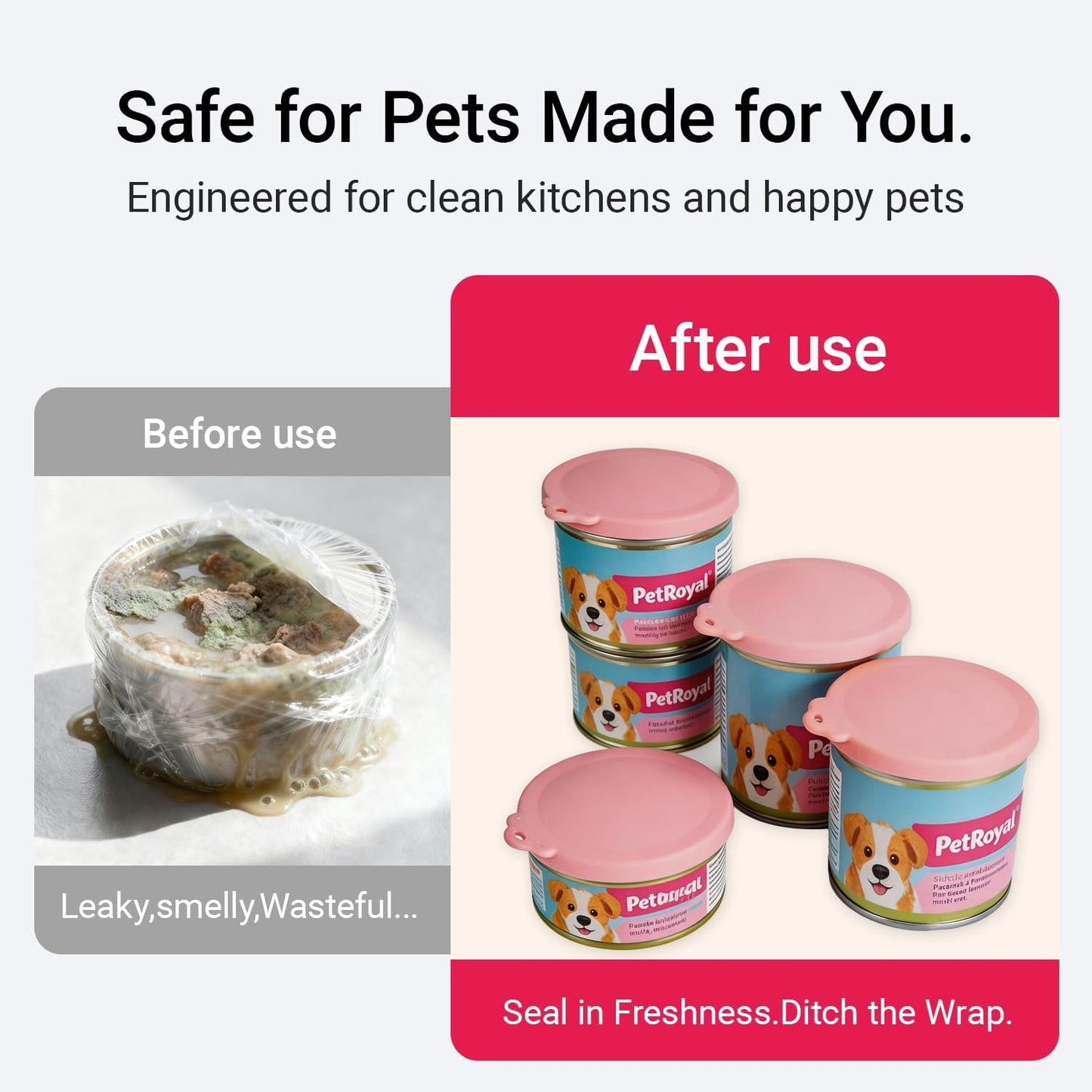 Pet Food Can Lids And Spoon,Pet Food Can Covers, One Fit 3 Standard Size Cans,For Dog And Cat Food Cans,Pink