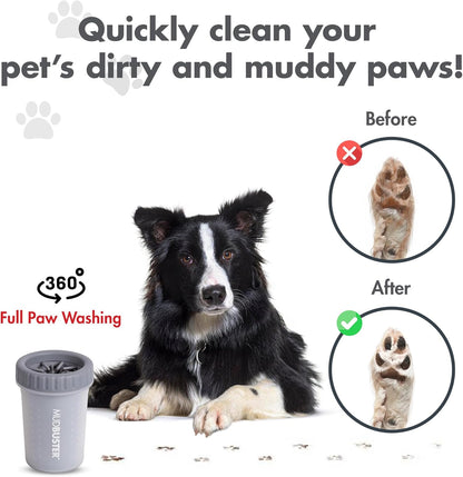 Dexas MudBuster Medium Dog Paw Cleaner in Fuchsia - Fits 1.5"-2.5" Wide Paws, Portable Paw Washer for Muddy Paws, Dog Paw Cleaning Cup with Gentle Silicone Bristles, Quick Clean Pet Paw Washer