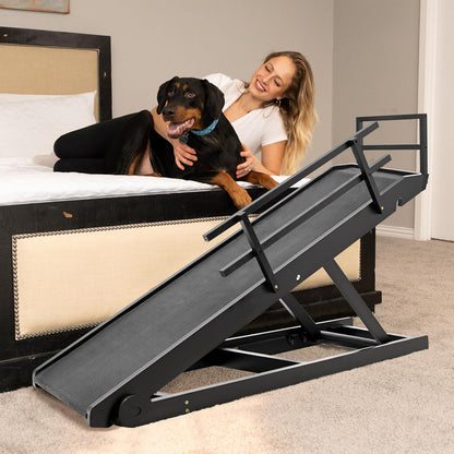 ABORON Antislip Dog Ramp, Adjustable Folding Pet Ramp for Small & Large Old Dogs & Cats, High Traction Portable Rubber Paw Ramps, Supports up to 200 lbs, Used for Bed Couch SUV, 39.3'' Long