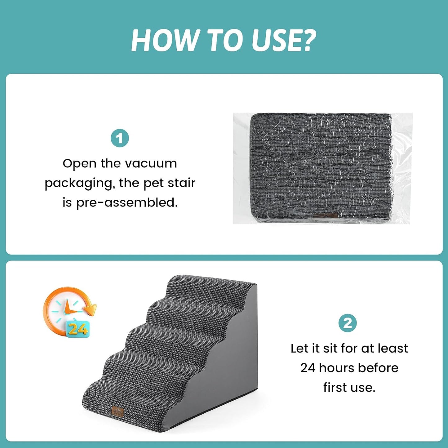 COZY KISS Extra Wide Dog Stairs with Tunnel, Foam Detachable Large Dog Step for Small Pet, Puppy or Cats, Medium Pet Ramp for High Bed, Couch, Sofa or Car, 19.7x33x22.4 inch, 5 Step, Beige