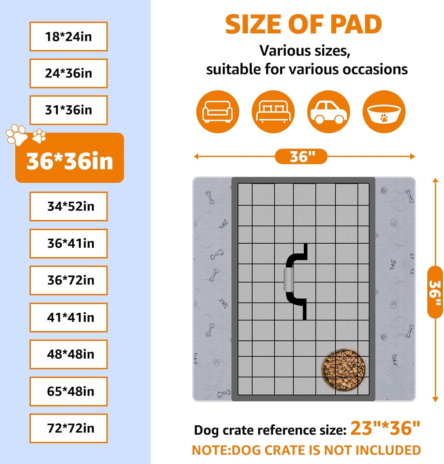 Washable Pee Pads for Dogs, 2Pack Reusable Puppy Pads, Absorbent Whelping Pads with Bone Print, Non-Slip Waterproof Pet Training Pads for Couch, Crate, Potty Training 18x24