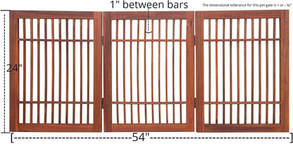 Urnporium Freestanding Wooden Dog Gate for Doorways – Foldable Acacia Wood Pet Gate, No Drill Portable Indoor/Outdoor Puppy Fence Barrier (White Pet Gate, 3 Panel 24" Tall)