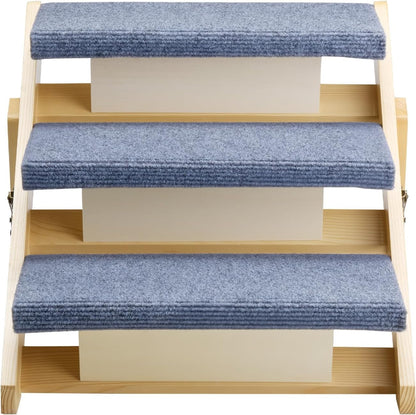 VEVOR Wood Pet Stairs, 2-Step Dog Stairs for Beds, Sofa & Cars, 110lbs Load Capacity, Floded Flat Design, Stable & Sturdy Cat & Dog Step Ladder for Small Medium Large Older Pet Puppy Essentials