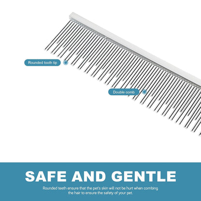 4.6 Inches Stainless Steel Pet Comb for Dogs & Cats, Metal Detangling Grooming Tool for Long & Short Haired Pets, Anti-Static Cat Comb with Rounded Teeth for Matted Fur Removal & Shedding Control