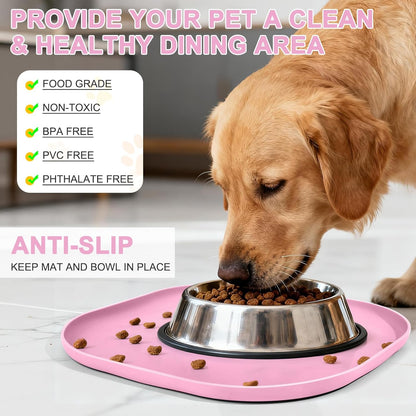 Small Silicone Pet Food Mat with Raised Edge for Food and Water Bowl, Square Dog Feeding Mats, Cat Food Trays for Floor Waterproof, Rubber Tray for Dogs and Cats, 12 x 12 x 0.7 Light Olive Green