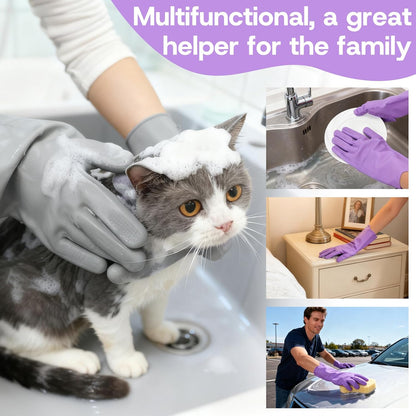 2-Pair Pet Hair Remover Glove for Dogs and Cats Washing, Grooming, & Deshedding – Multipurpose Silicone Dog Bath Gloves, Cat Brush Glove Mitt for Pet Cleaning & Household Use (pink & Blue)