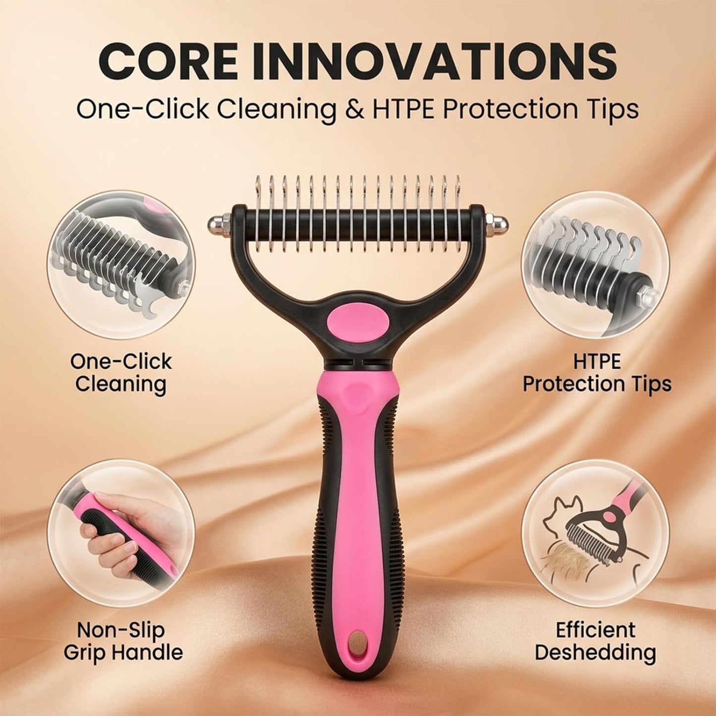 Sakerplus Pet Grooming Tool for Dogs & Cats, Professional Deshedding & Dematting Brush, Stainless Steel Undercoat Rake for Long & Short Hair Pets, Gentle Pet Hair Remover Comb (Blue,Small+Large)