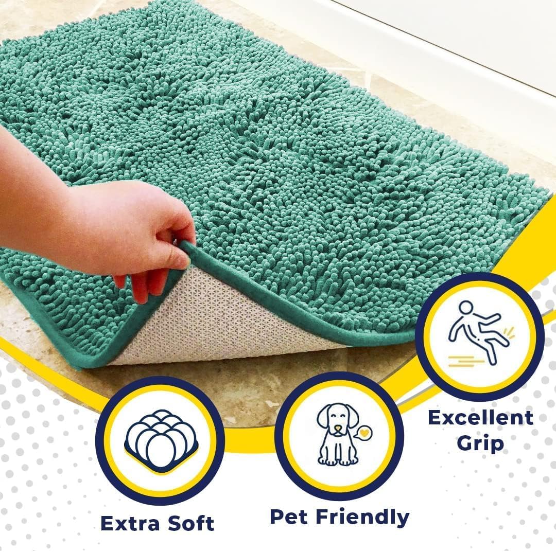 Muddy Mat® Pack of 3 Highly Absorbent Microfiber Dog Door Mat and Pet Rug, Non Slip Thick Washable Area Mat Soft Chenille for Kitchen Bathroom Bedroom and Outdoor - Beige Small, Medium & Large