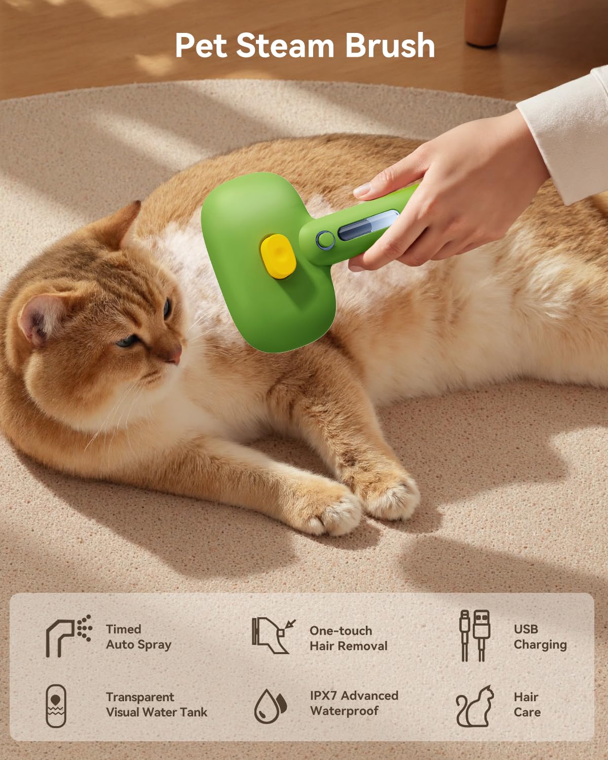 ROJECO 3-in-1 Pet Steam Brush for Cats&Dogs - Detangling Comb with Adjustable Mist, Handheld Deshedding Grooming Tool for Long/Short Hair, Massage Brush & Shedding Control Gift,Cordless,Pink