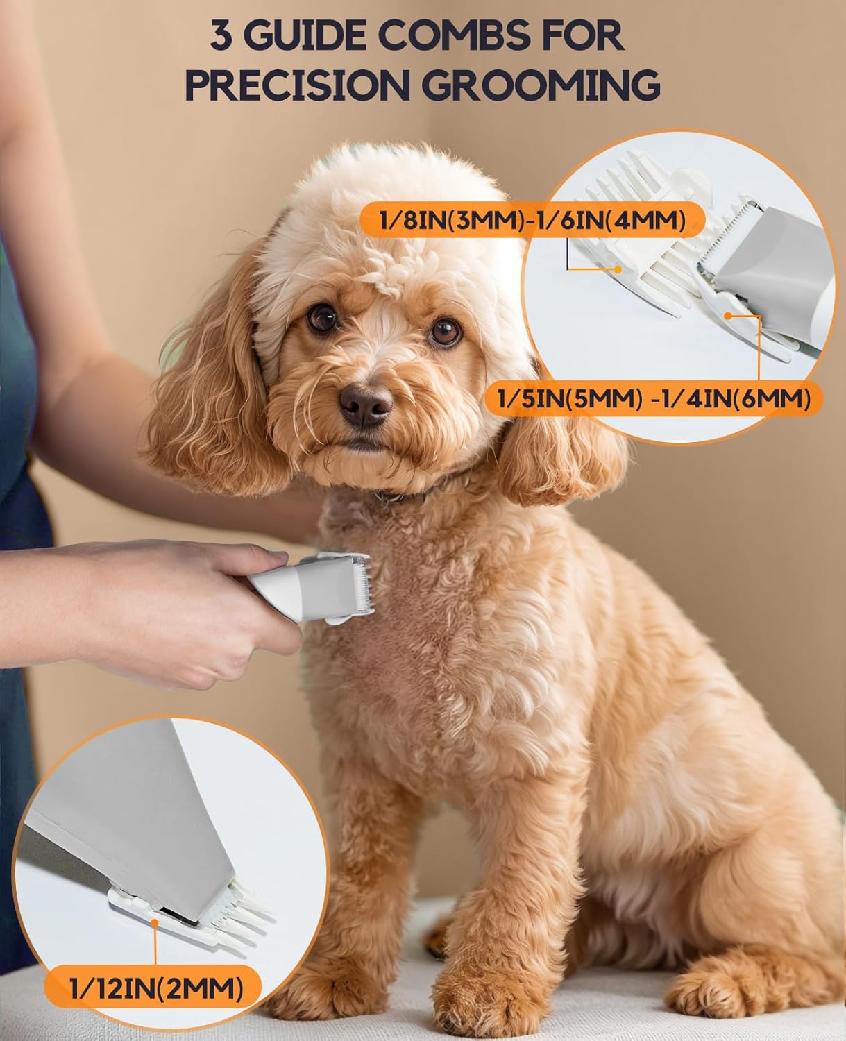 Dog Clippers Grooming Kit, 4 in 1 Quiet Cordless Dog Paw Trimmer & Nail Grinder, Small Cat Clippers Electric Rechargeable Low Noise Pet Shaver for Trimming Hair on Paw Eye Ear Face Rump (Pink)