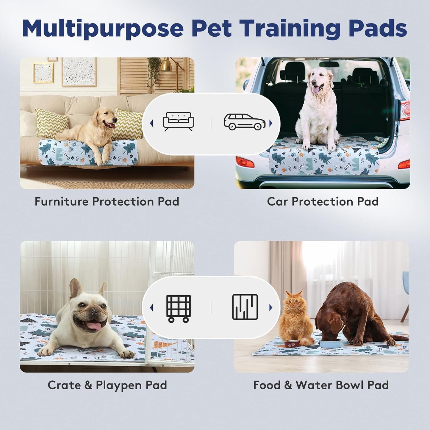 Washable Pee Pads for Dogs, 2 Pack Large 36"x41" Super Absorbent Reusable Dog Training Pads, 100% Waterproof Non-Slip Puppy Whelping Dog Playpen Indoor Pads Mat Pet Supplies