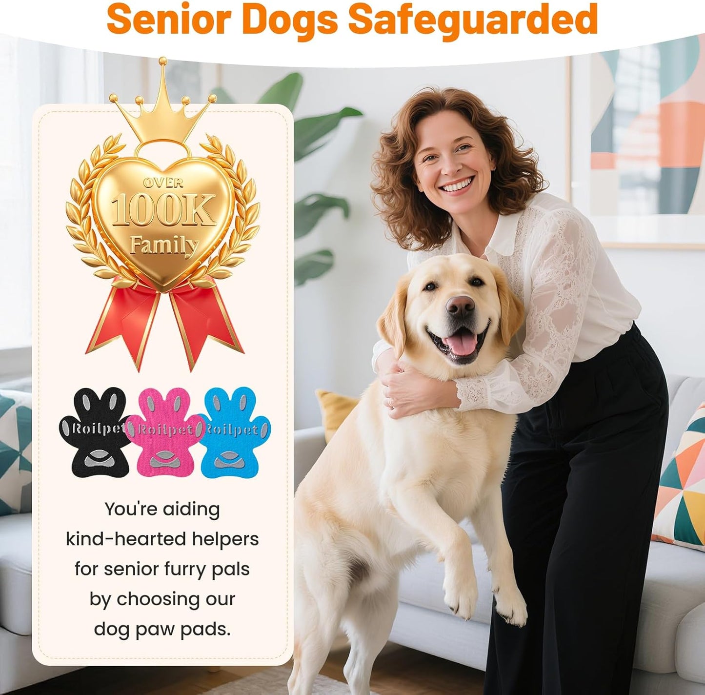 Dog Paw Protector Anti-Slip Pads, Toe Grips for Senior Dogs to Prevent Slipping on Hardwood Floors, Stronger Self-Adhesive Paw Pad Provide Traction for Elderly, Injured Pets (12 Sets - 48Pads, XL)