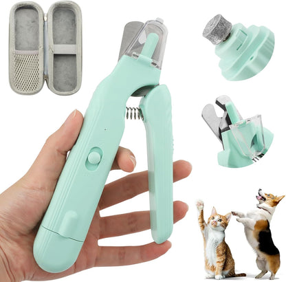 2-in-1 Dog Nail Grinder & Dog Nail Clippers Trimmers, Dogs Trimmer with LED Light + Splash Guard + Storage Case, Pet Claw Clippers for Dogs Cats, USB Rechargeable (White)