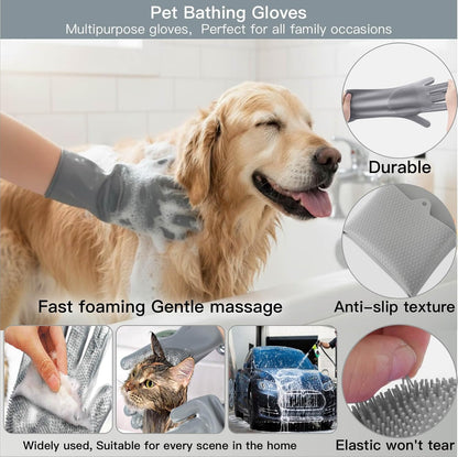 Cat Grooming Kit & Puppy Grooming Kit, Including Cat Washing Kit,Nail Clippers For Cats,Special Silicone Toothbrush,Dogs Washing Gloves, Puppy Quick-Drying Towel,Dog Flea Comb,Reusable.