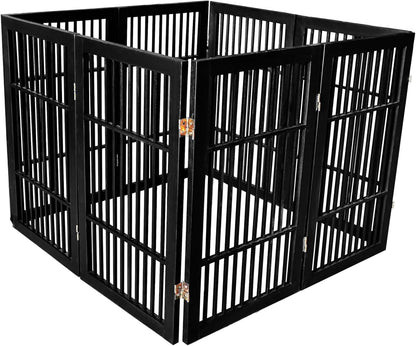 Urnporium Freestanding Wooden Dog Gate for Doorways – Foldable Acacia Wood Pet Gate, No Drill Portable Indoor/Outdoor Puppy Fence Barrier (White Pet Gate, 3 Panel 24" Tall)