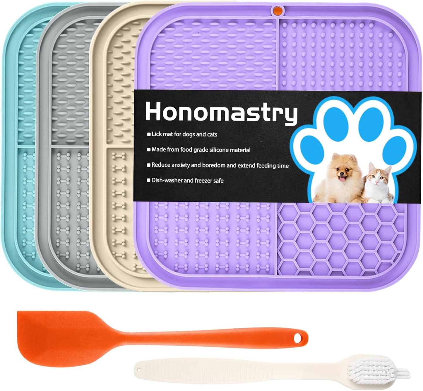 Honomastry Lick Mat for Dogs, Premium Lick Pad with Suction Cups for Dog Anxiety Relief, Slow Feeder Dog Bowls, Bathing, Grooming and Training.