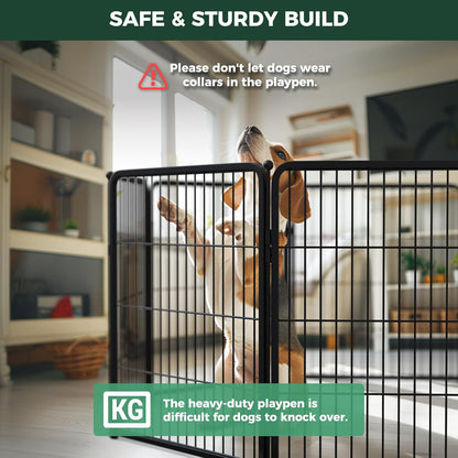 FXW Homeplus Unleashed Indoor Dog Playpen - Stress-Free and Safe Play, Heavy Duty 24 Inch 6 Panels Dog Pen for Puppy and Small Dogs, Black│Patented