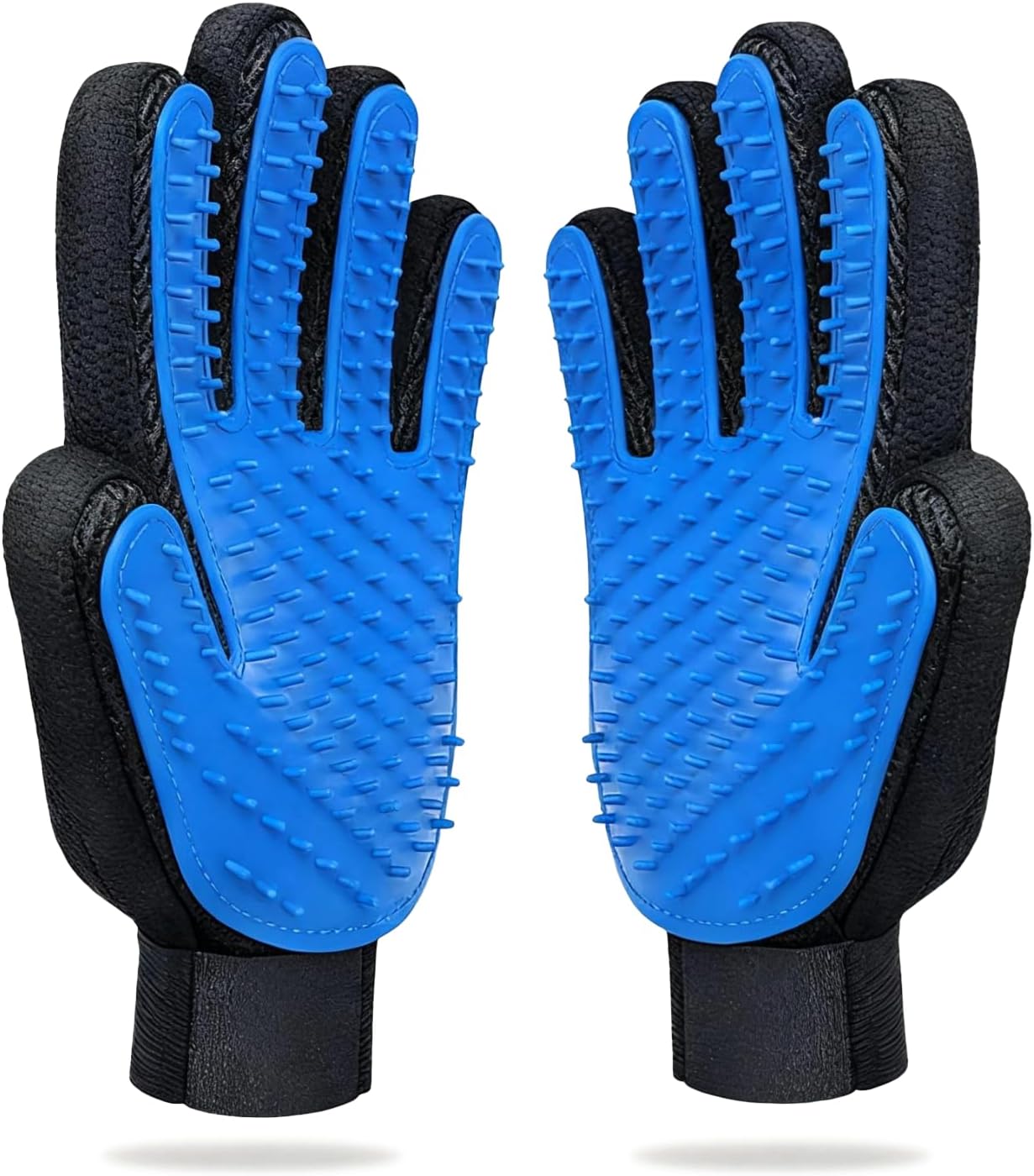 MEUOMIW Pet Grooming Glove for Dogs & Cats, 2-in-1 Pet Hair Remover Glove & Deshedding Brush, Gentle Massage Mitt for Shedding Control and Bathing, Safe for Short/Long Hair (Blue, 1-Pack, Right-Hand)