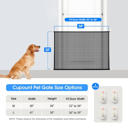 Cupount Baby Gate for Stairs - Dog Gate Indoor Mesh Pet Gates for Doorways (Black, 30" H x 41" W)