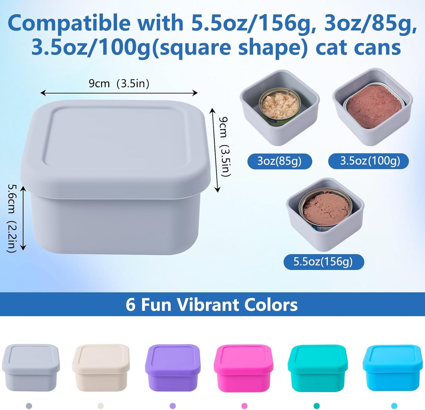 SLSON Cat Can Cover 5.5 oz Canned Food Storage Container, 2Pack Silicone Can Sealer with Airtight Lids Compatible with 5.5oz Friskies & 3.5oz Cesar Pet Cans for Fridge to Keep Fresh (Beige and Grey)
