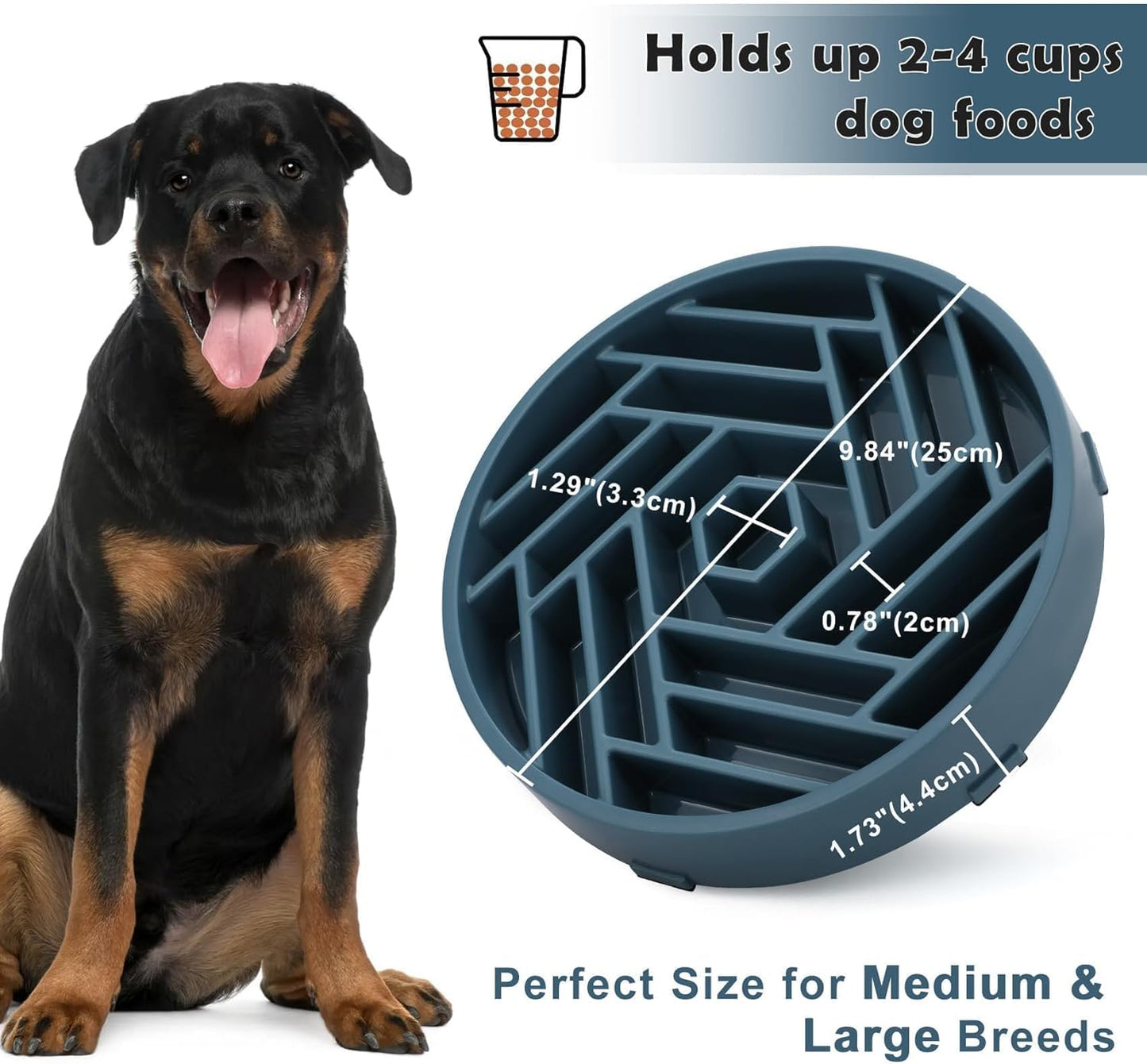 TOBYTO Slow Feeder Dog Bowls Large Medium Breed,Anti-Choking Slow Eating Dog Food Bowl,Non Slip Pet Slower Food Feeding Bowls Large Puzzle Slow Feeder Bloat Stop Maze Dog Dishes,Black