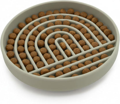 Should We Go? Slow Feeder for Dogs & Puppies, The Slowdown Bowl Silicone Slow Eating, Modern Lick Mat Design, Reduces Gulping, Fits 2 Cups, 7.5” Across x 1.5” Tall, Mealtime Challenge, Medium-Blush