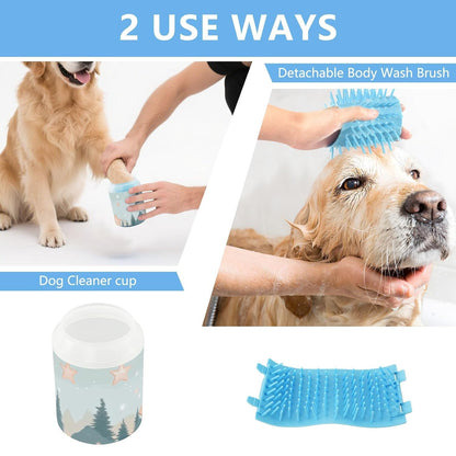 Dog Paw Cleaner Cups for Dogs Pet Foot Washer Paw Scrubber for Medium Small Dogs Cats Cleaning Cup Cute Yellow Fiesta Guitars Cacti and Ethnic Birds
