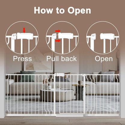WAOWAO Baby Gate 71.65-85.03" Extra Wide Pressure Mounted Walk Through Swing Auto Close Safety Metal Black Toddler Kids Child Dog Pet Puppy for Stairs,Doorways,Kitchen
