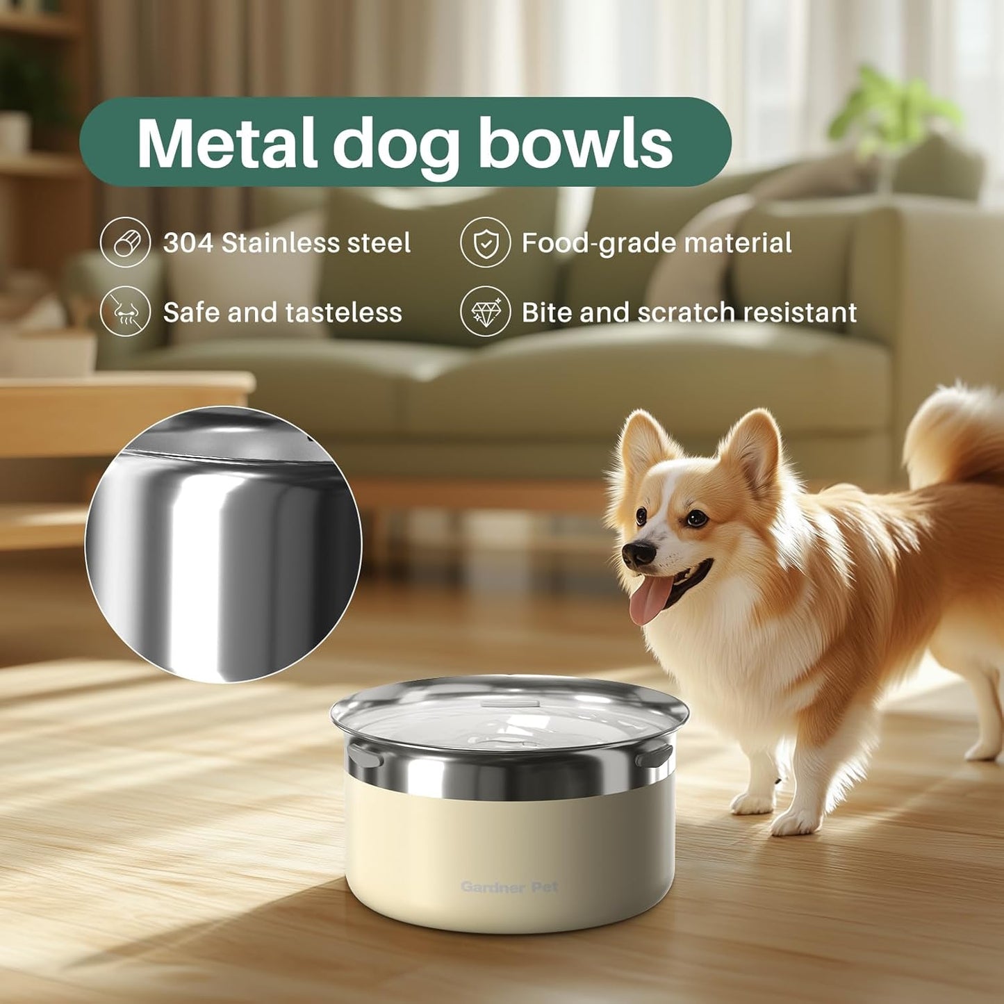 Gardner Pet Slow Water Bowl for Dogs – No Spill, Anti-Splash Floating Plate Design, Slows Drinking to Reduce Mess, Keeps Water Clean & Floors Dry, 3.8L(White)