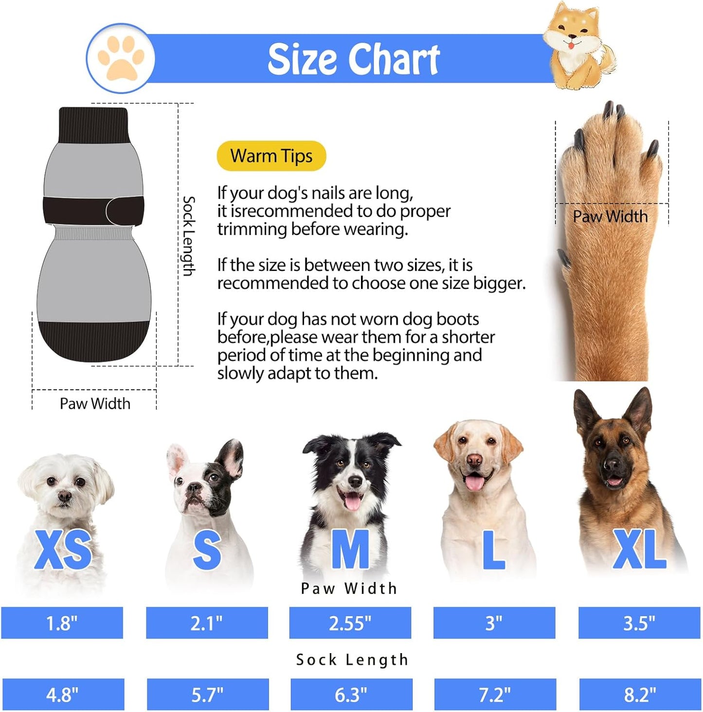 SCENEREAL 6Pcs Anti Slip Dog Socks to Prevent Licking Paws for Hot/Cold Pavement, Dog Grippy Socks for Hardwood Floors, Dog Shoes for Boots & Paw Protectors for Puppy Small Medium Large Senior Dogs