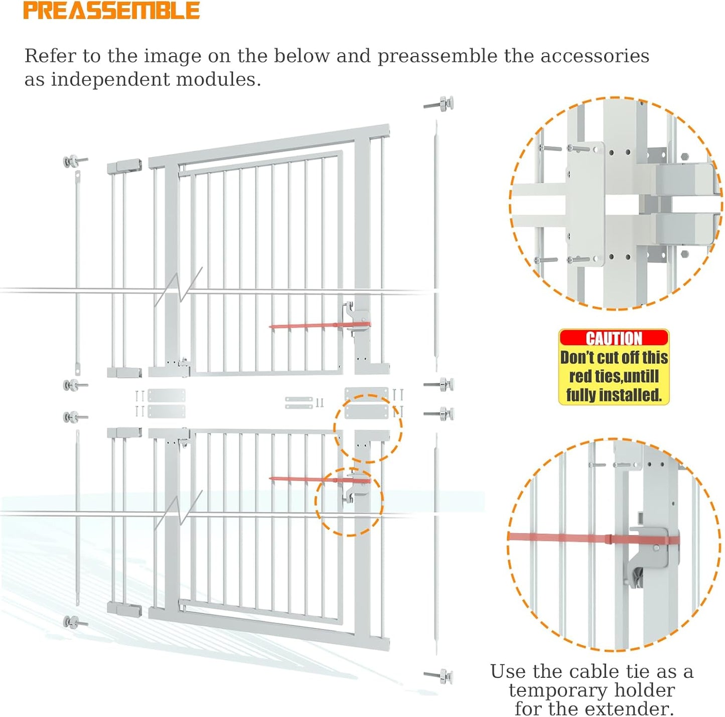 74.8" Extra Tall Pet Gate for Cat, 29.5"-36" Extra Wide Cat Gate with 8 Pressure Bolts, NO Drilling Pressure Mounted Tall Dog Gate Indoor, (White)