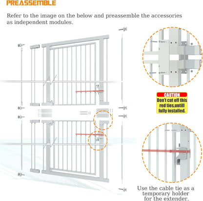 74.8" Extra Tall Pet Gate for Cat, 29.5"-36" Extra Wide Cat Gate with 8 Pressure Bolts, NO Drilling Pressure Mounted Tall Dog Gate Indoor, (White)