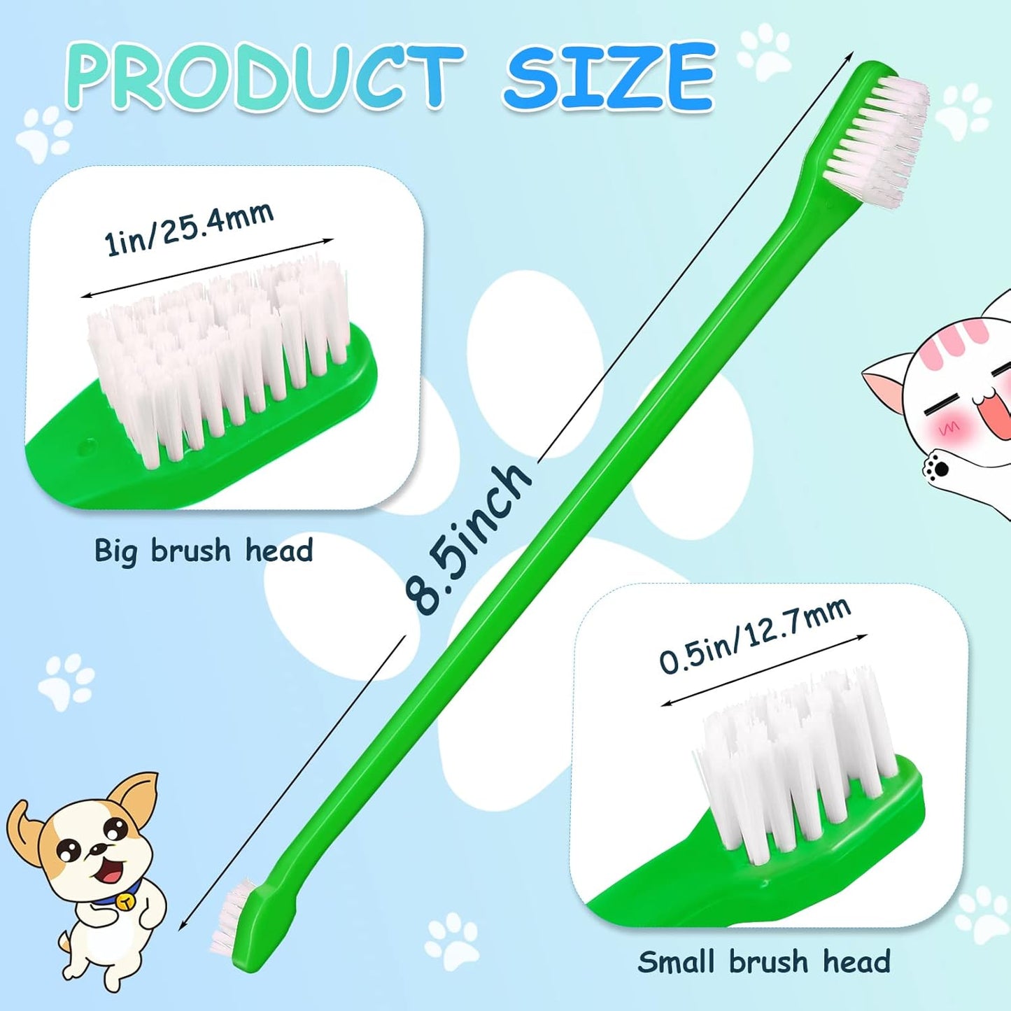 Honeydak Dog Toothbrush Bulk Dual Headed Dental Brushes Dogs Tooth Brushing Kit Long Handle Pet Tooth Brush for Puppy Large Small Cats and Most Pets Teeth Cleaning Dental Supplies(70 Pcs,Colorful)