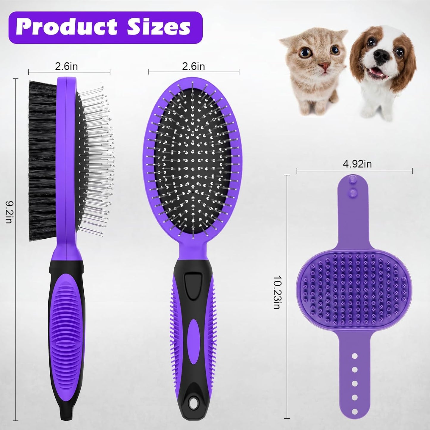 2PCS Pet Grooming Tools - Double-Sided Brush for Shedding and Bathing, Suitable for Short/Long Haired Dogs Cats and Horses, Deshedding Dog Brush, Mane & Tail Combs for Horses - Pet Supplies (Blue)