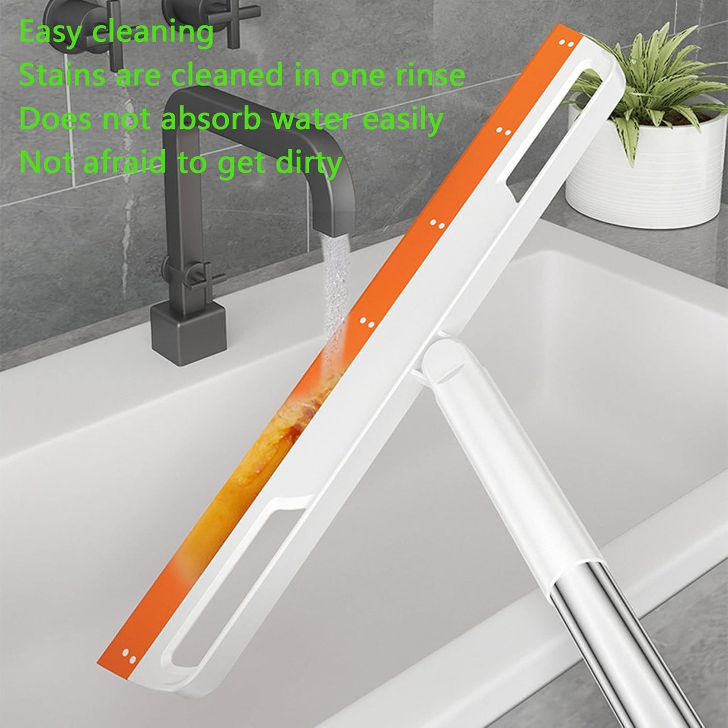 Rubber Air Broom Multifunction Silicone Floor Squeegee, Air Broom for Floor with 56" Long Handle, 4-in-1 Rubber Sweeper for Dirt, Liquids, Pet Hair, Tile Hardwood Floors, Carpet, Living Room (Purple)
