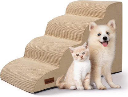 Aodisman 3-Step Dog Ramp and Stairs for Sofa and Chair - Non-Slip Sturdy Pet Steps for Small Dogs and Cats,15.7" H,Grey