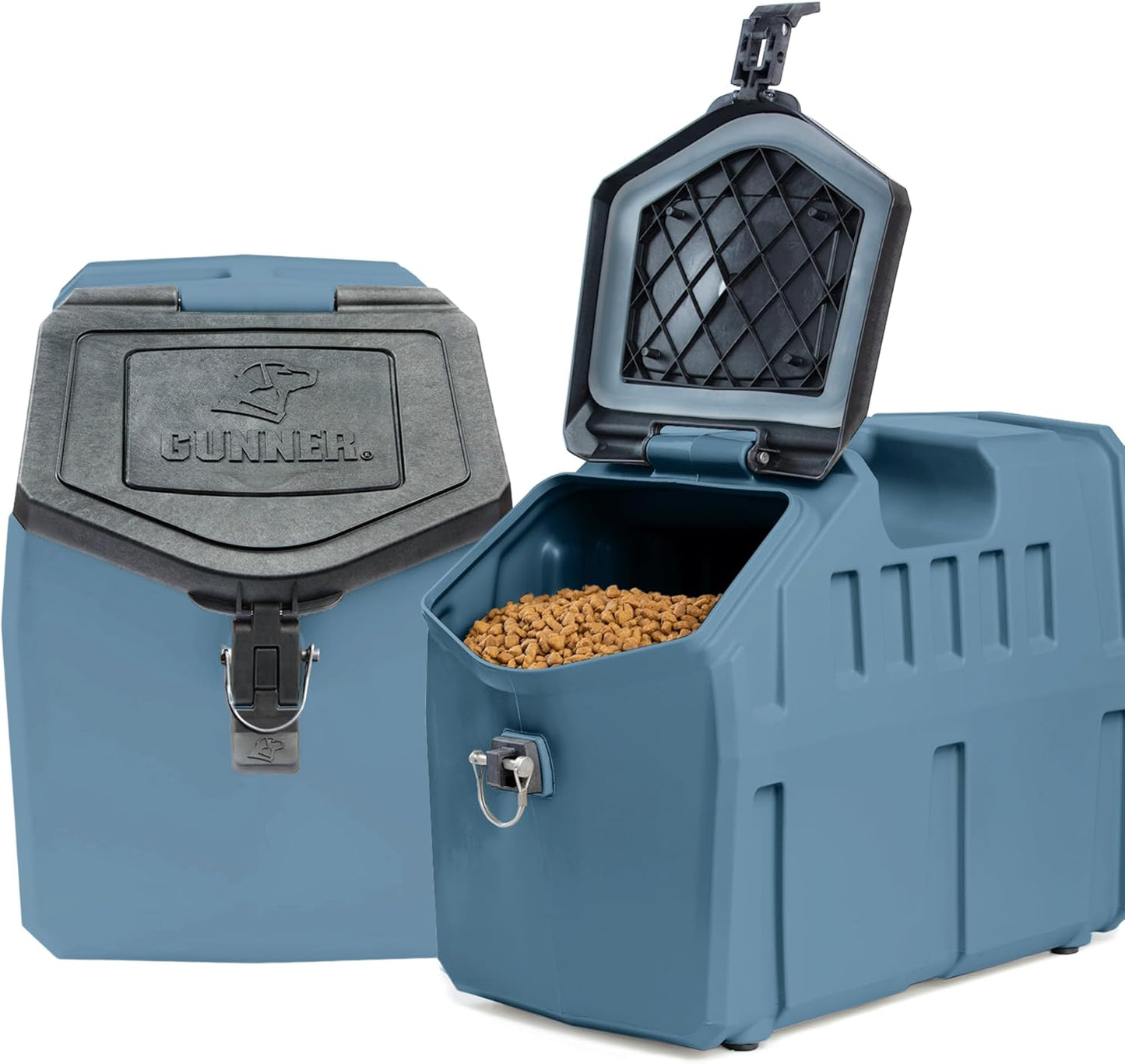 GUNNER 50 lbs Dog Food Storage Container - Waterproof & Airtight Pet Food Bin - Multi-Purpose Container for Dry Food, Corn, Chicken Feed, Treats, Bird Seed, & More - Gunmetal