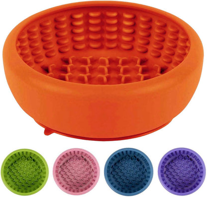Dog Lick Bowl, ZOURYNUA Non-Slip Slow Feeder Dog Bowls, Enrichment Licking Mat for Distraction, Anxiety Relief Treat Dispenser Freezer, BPA Free Silicone & Dishwasher Safe (Pink, Small)
