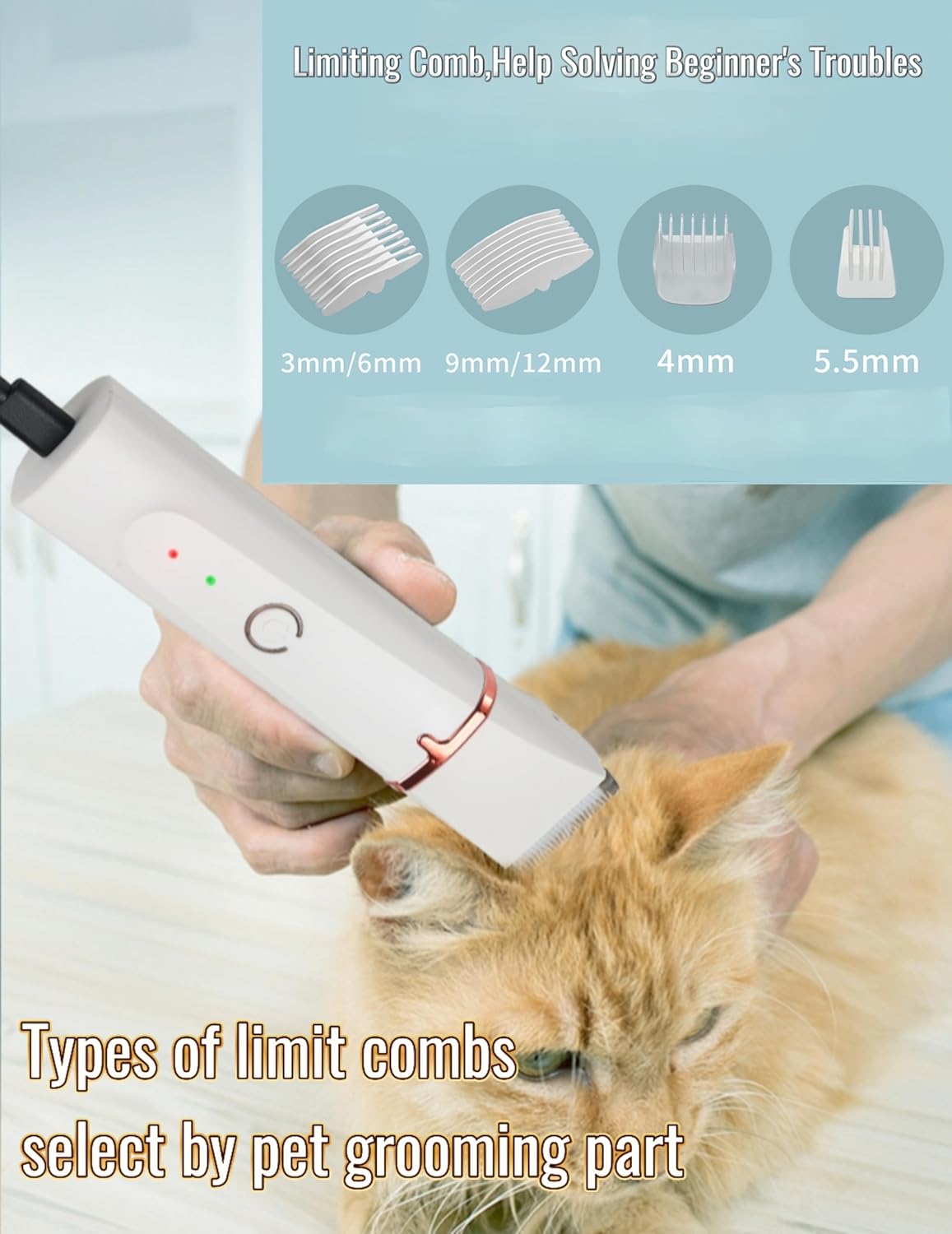 Low Noise 4-in-1 Dog Grooming Clippers Kit,Cordless Dog Nail Clipper,Dog Paw Trimmer,Cat Ear Trimmer,Pet Cat Dog Hair Trimmer for Small Large Dogs Cats and Rabbits Grooming at Home(Beige)