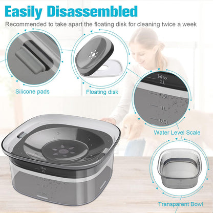 UPSKY 70oz Dog Water Bowl 2L No Spill Dog Bowls Large Capacity Spill Proof Slow Water Feeder, No Splash Pet Water Dispenser Vehicle Carried Travel Slow Drinking Bowl for Messy Drinkers