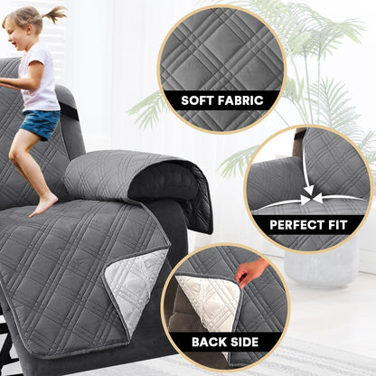 PrinceDeco 100% Waterproof Couch Cover for 3 Cushion Couch Sofa Pet Friendly Non-Slip Couch Cover for Dogs Washable Water Resistant Furniture Protector with Elastic Straps(Sofa 68", French Oak)