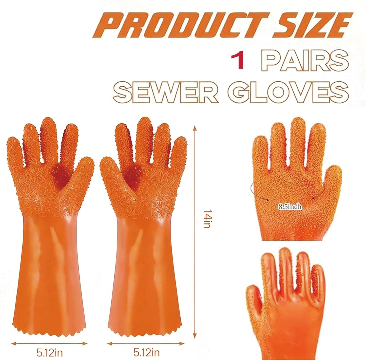 YOFANG 14" Long Pet Grooming Gloves for Washing & Hair Removal,Waterproof Rubber Cat Bite-Proof Brush Gloves,Dog Bath Glove with Soft 3500+ Particles Massage,Orange