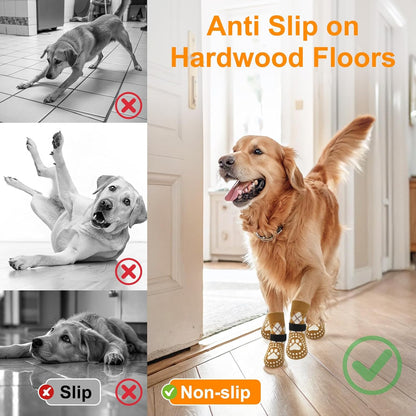 BEAUTYZOO Dog Socks to Prevent Licking Paws -Dog Shoes for Hot Pavement & Hardwood Floors Anti Slip, Traction Control Boots & Paw Protectors with Double Side Grips for Small Medium Large Senior Dogs
